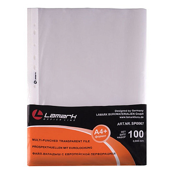 Файл с перфорацией А4 45мкр 100шт повышенной емкости LAMARK