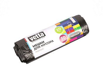 Мешки для мусора 30л, 50*60см 6мкм, в рулоне 20шт ПНД VETTA