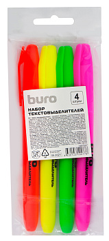 Набор текстовыделителей BURO 1-4мм, 4 цвета