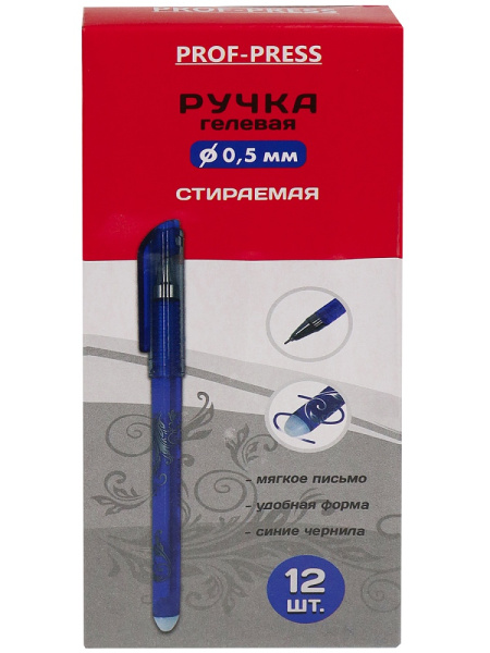 5_Ручка гелевая пиши-стирай 0,5мм PROFF-PRESS, СИНЯЯ