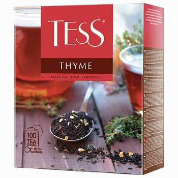 Чай пакетированный TESS Thyme, черный с чабрецом и цедрой лимона, 100п*2г