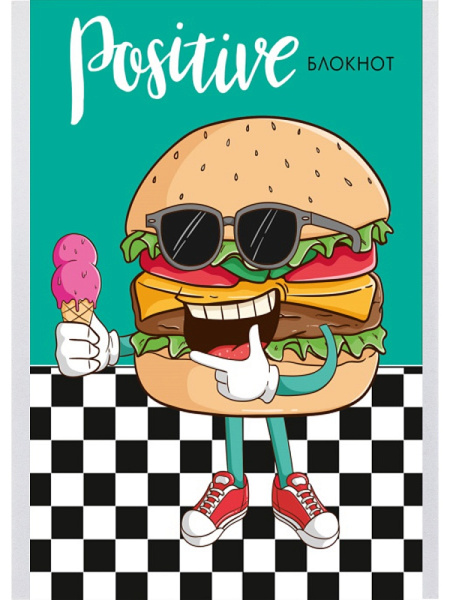 6_Блокнот А6 24л клетка, скоба PROF-PRESS Улетный фастфуд, ассорти