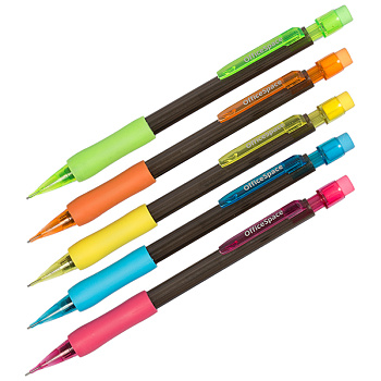 Карандаш механический 0,7мм OfficeSpace, ластик, резиновый грип, пластиковый корпус, ассорти