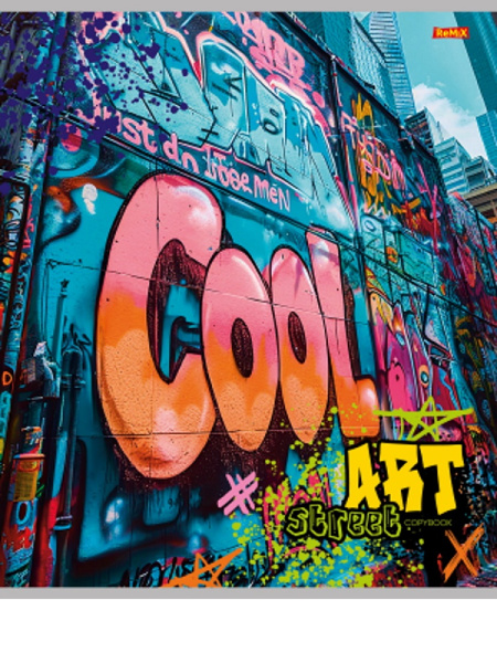 5_Тетрадь А5 96л клетка, скоба REMIX Яркие граффити-2, ассорти