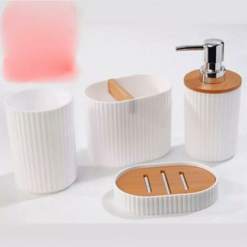 Набор для ванной: дозатор, мыльница, подставка для зубных щеток, стакан