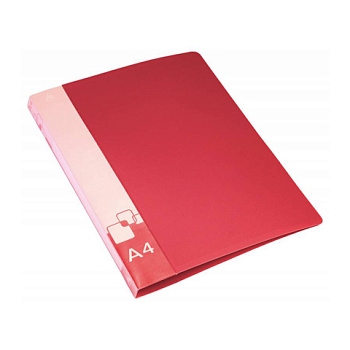 Папка на 4 кольцах, корешок 40мм, пластик 0,8мм, БЮРОКРАТ, красная