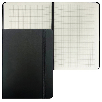 Блокнот А5 80л клетка, под кожу, гибкий deVENTE Soft Touch, черный