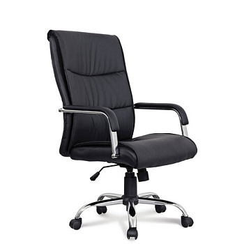 Кресло офисное, экокожа, хром, BRABIX Space EX-508, черное
