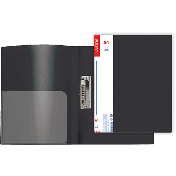 Папка с зажимом deVENTE Daily, плотный пластик 0,6мм, внутр. и торц. карман, черная