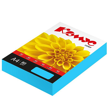 Бумага цветная А4 80г/м2, синяя интенсив, 500л К Color