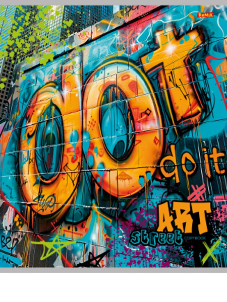 4_Тетрадь А5 96л клетка, скоба REMIX Яркие граффити-2, ассорти