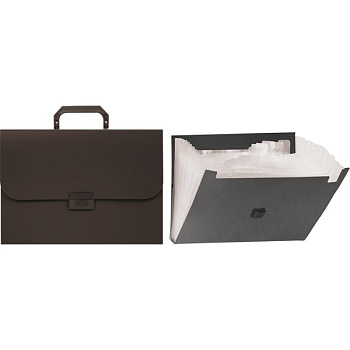 Портфель пластиковый A4 13 отделений, ATTOMEX, пластик 0.7мм, черная