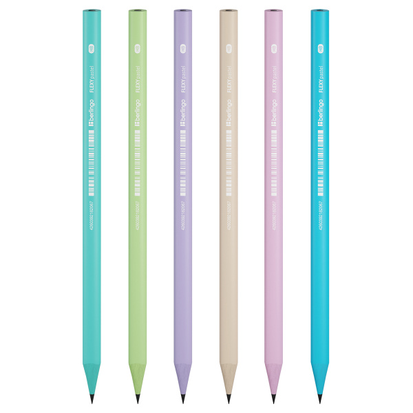 Карандаш чернографитный HB Berlingo Flexy Pastel, трехгранный, ассорти