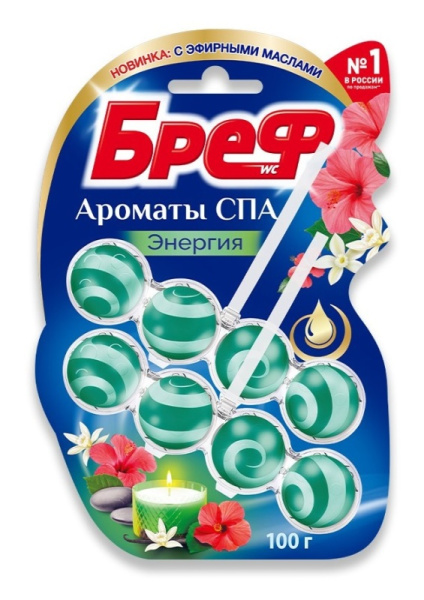 Освежитель для туалета подвесной твердый 2_50г БРЕФ Ароматы СПА Энергия, с эфирными маслами