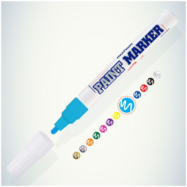 2_Маркер-краска лаковый (paint marker) MunHwa Slim 2мм, нитро-основа, голубой