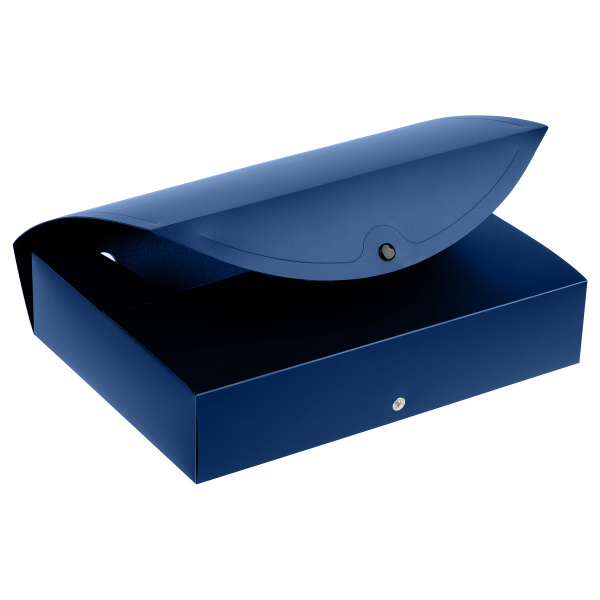 2_Короб архивный А4 75мм, на кнопке, пластик OfficeSpace, синий