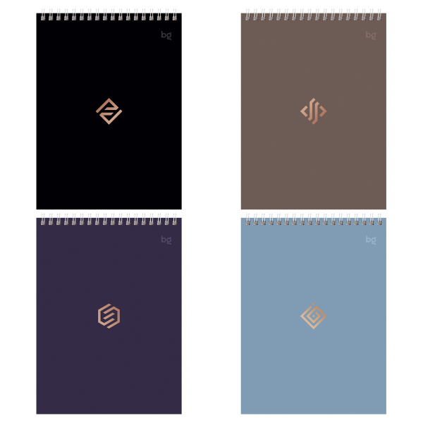 Блокнот А5 40л клетка, гребень BG Моноколор Классика, ассорти