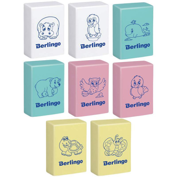 Ластик для чернографитных карандашей 28_18_10мм Berlingo Animals, ассорти