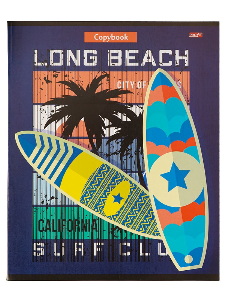 7_Тетрадь А5 48л клетка, скоба PROFIT Серферская тема, ассорти