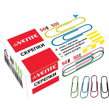 Скрепки 50мм большие цветные 50шт deVENTE