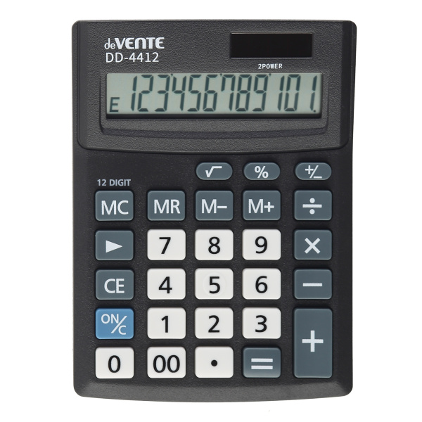 Калькулятор 12 разрядов deVENTE DD-4412, 102_137мм, двойное питание