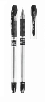 Ручка шариковая масляная, с резиновым упором 0,5мм PIANO Maxriter PT-335 ЧЕРНАЯ, прозрачный корпус