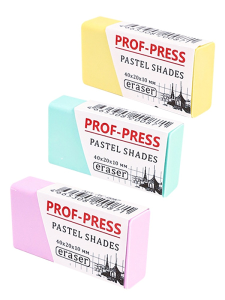 2_Ластик для чернографитных карандашей 40_20_10мм PROF-PRESS Pastel Shades, ассорти