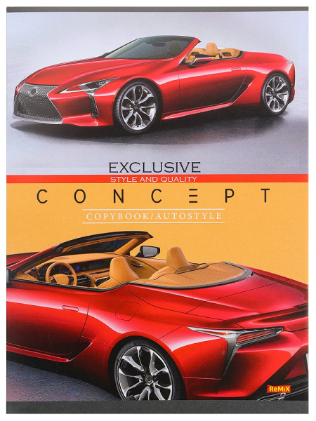 7_Тетрадь А5 48л клетка, скоба REMIX Эксклюзивные автомобили, ассорти