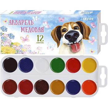 Акварель медовая 12 цветов deVENTE, без кисти, картонная коробка