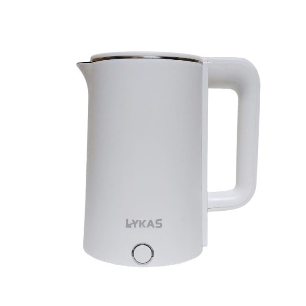 Чайник LYKAS, 2,3л, 1850Вт, закрытый нагревательный элемент, белый