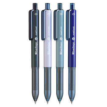 Ручка-роллер автоматическая 0,5мм Berlingo Method СИНЯЯ, корпус ассорти