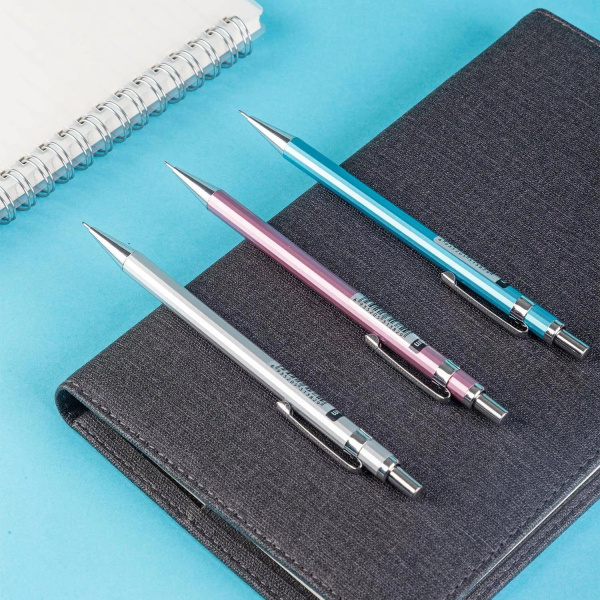 6_Карандаш механический 0,7мм Deli EU998 Arris, металлический корпус, ассорти