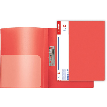 Папка с зажимом deVENTE Daily, плотный пластик 0,6мм, внутр. и торц. карман, красная