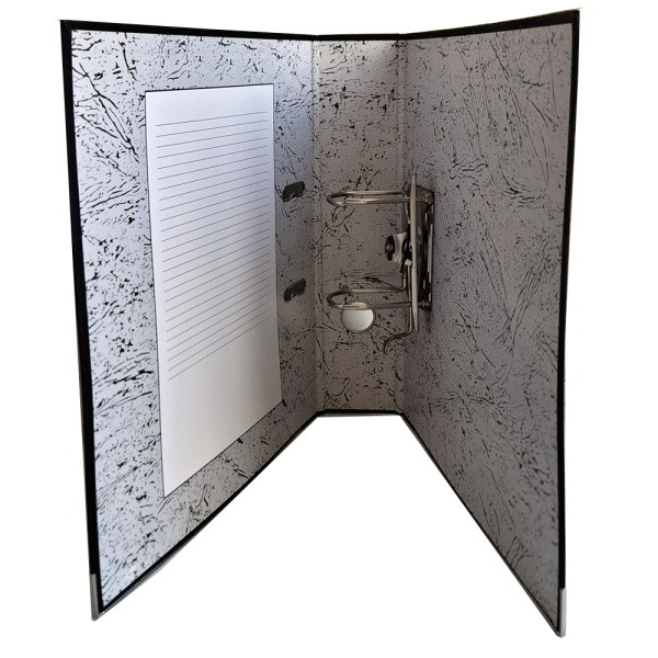 2_Папка-регистратор PP корешок 75мм, ламинированная, с металлическим кантом, разборная, черная