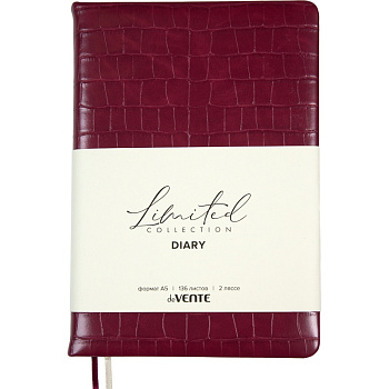 Ежедневник недатированный А5 deVENTE Barbara, под кожу, бордовый, 136л