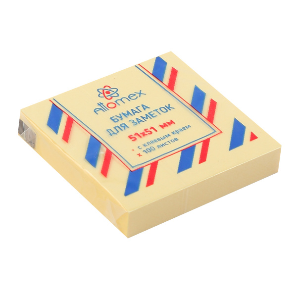 Блок самоклеящийся (стикеры) 51_51мм, 100л, желтый ATTOMEX