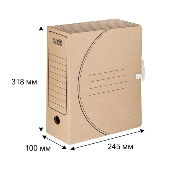 4_Короб архивный А4 100мм, на завязках, микрогофрокартон Attache Economy, бурый