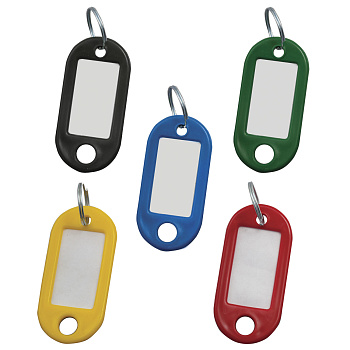Бирки для ключей КОМПЛЕКТ 1шт, длина 55мм, инфо-окно 35*15мм, ассорти
