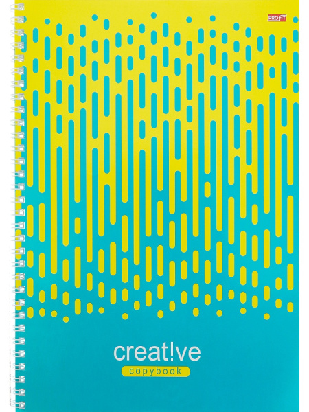 Тетрадь А5 60л клетка, гребень PROFIT Желто-голубой узор, ассорти