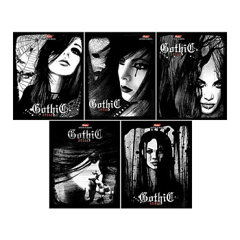 Тетрадь А5 80л клетка, скоба HATBER Gothic Style, ассорти