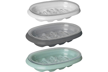 Мыльница пластиковая овальная со съемной решеткой, ассорти