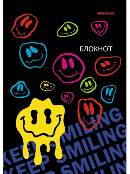 4_Блокнот А6 24л клетка, скоба PROF-PRESS Crazy Smiley